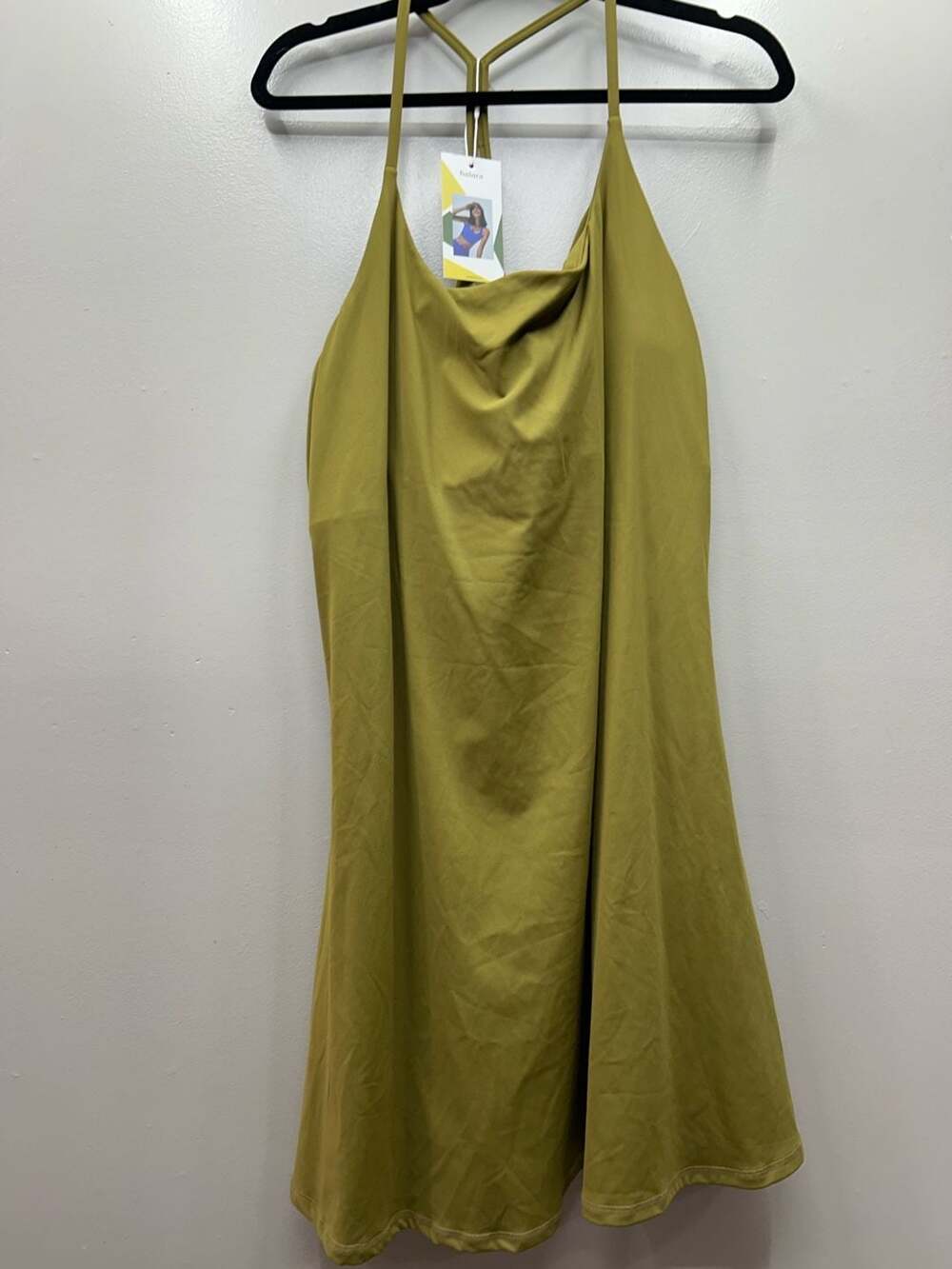 Halara Everyday Cloudful Air Cowl Neck Backless 2-in-1 Workout Dress Green